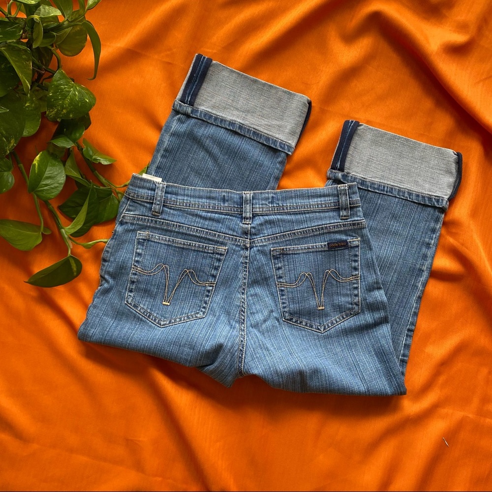 Vintage Cuffed Capris Denim Jean Pants
